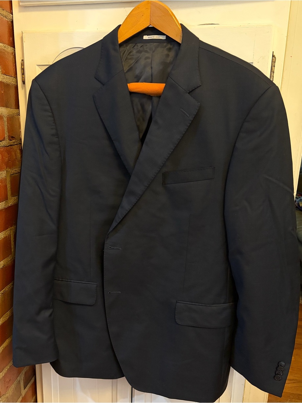 Peter Millar Blazer Sport Coat Dark Navy Blue 100% Wool Men's 48R Made Canada